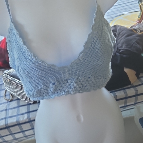 Light Blue Crochet Bralette Top - Picture 2 of 5